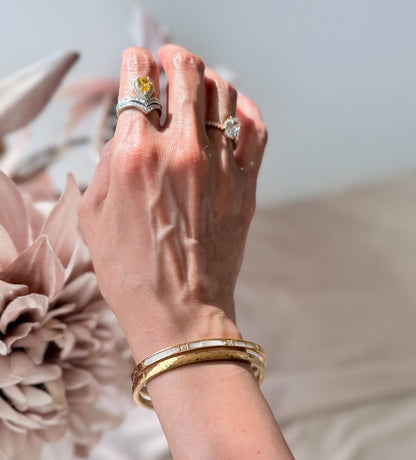 Bianca- Pearlescent White and Gold Plated with Zircon Stones