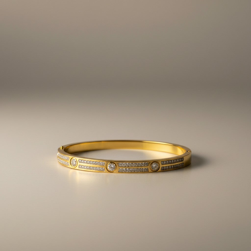 Millie- Gold Plated Bracelet with small and Large Zircon Stones