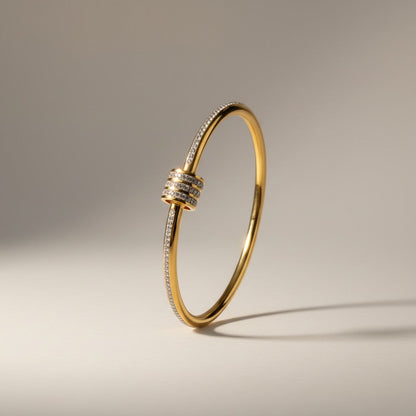 Eve- 18k Gold Plated Bracelet with Zircon scrolls