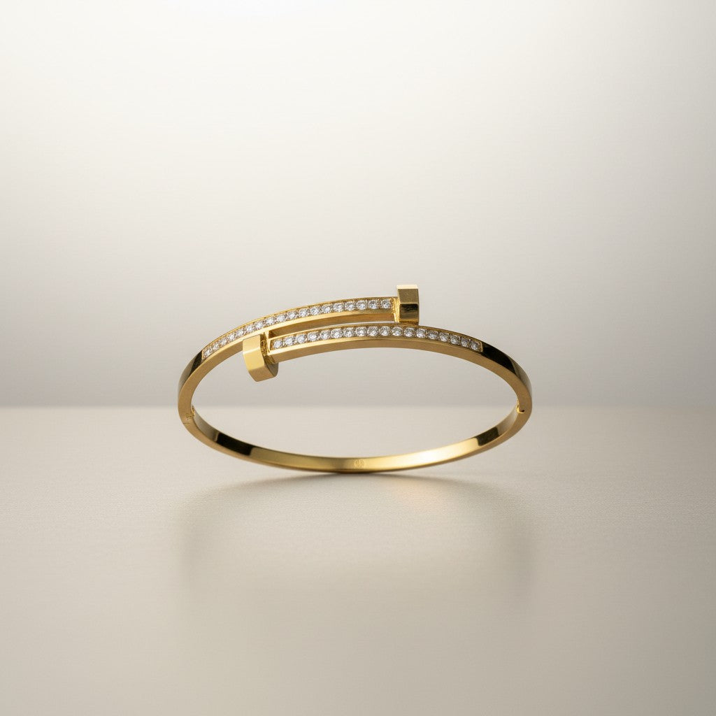 Nayomi- Gold Plated with Zircon Stones Bracelet