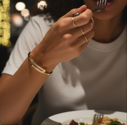 Nayomi- Gold Plated with Zircon Stones Bracelet