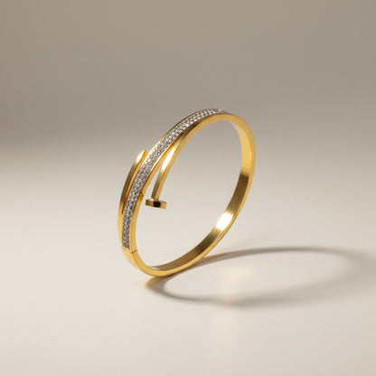 Laila- Gold Plated twisted Bracelet with Zircon Stones