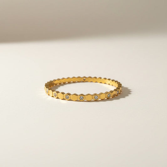 Hannah- Honeycomb Gold Plated Bracelet with Zircon stones