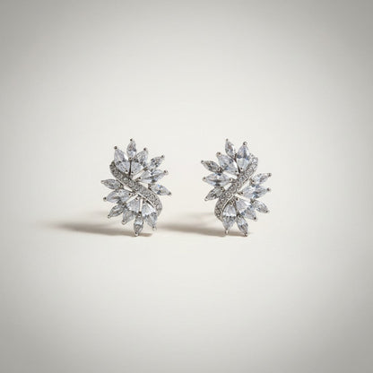 Yasmin- Platinum Plated Cubic Zirconia Stud Earrings
