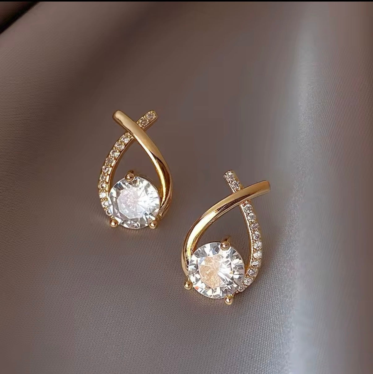 Aliya- 925 Sterling Silver Loop Studs with Zircon Stones
