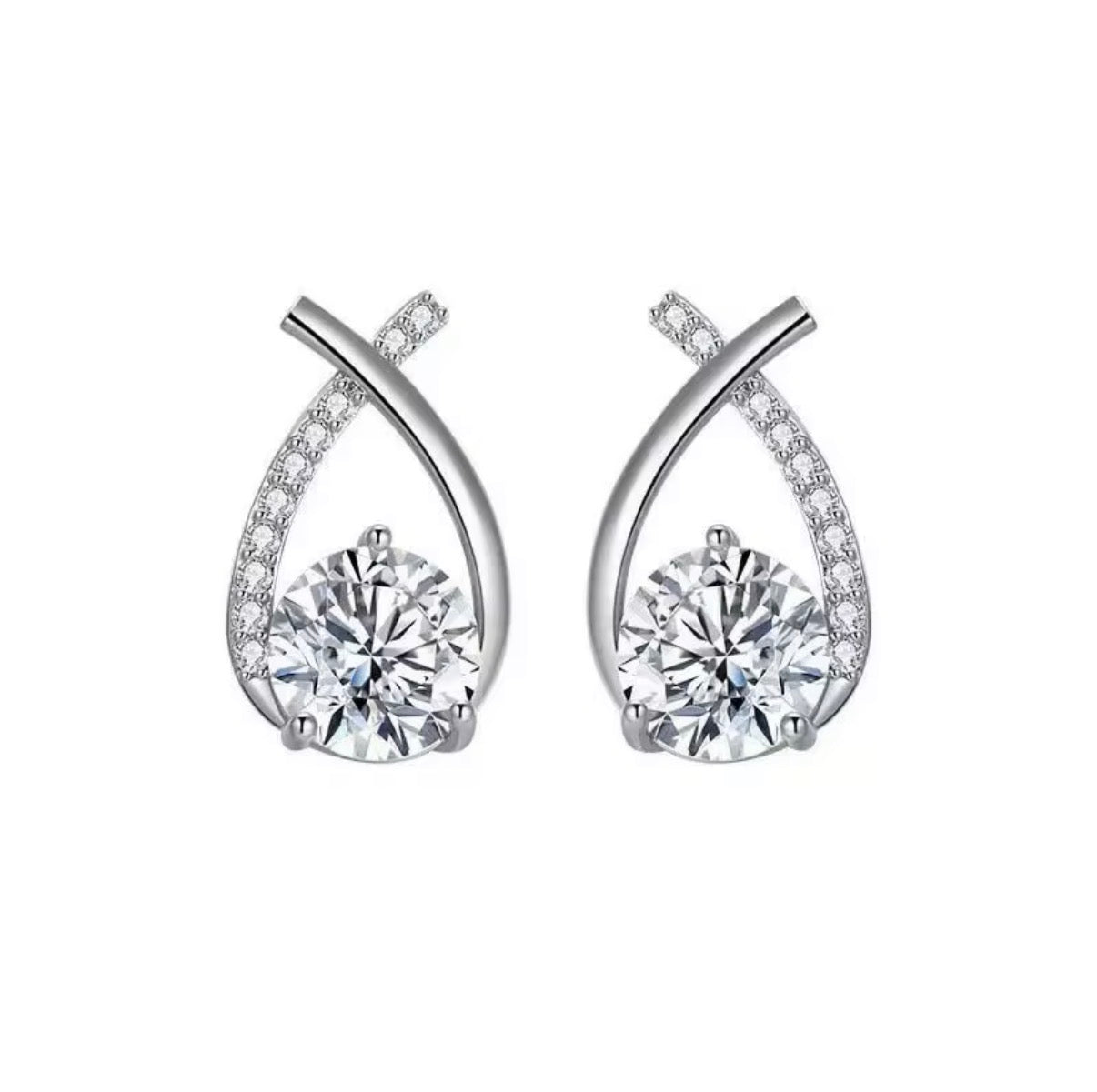 Aliya- 925 Sterling Silver Loop Studs with Zircon Stones