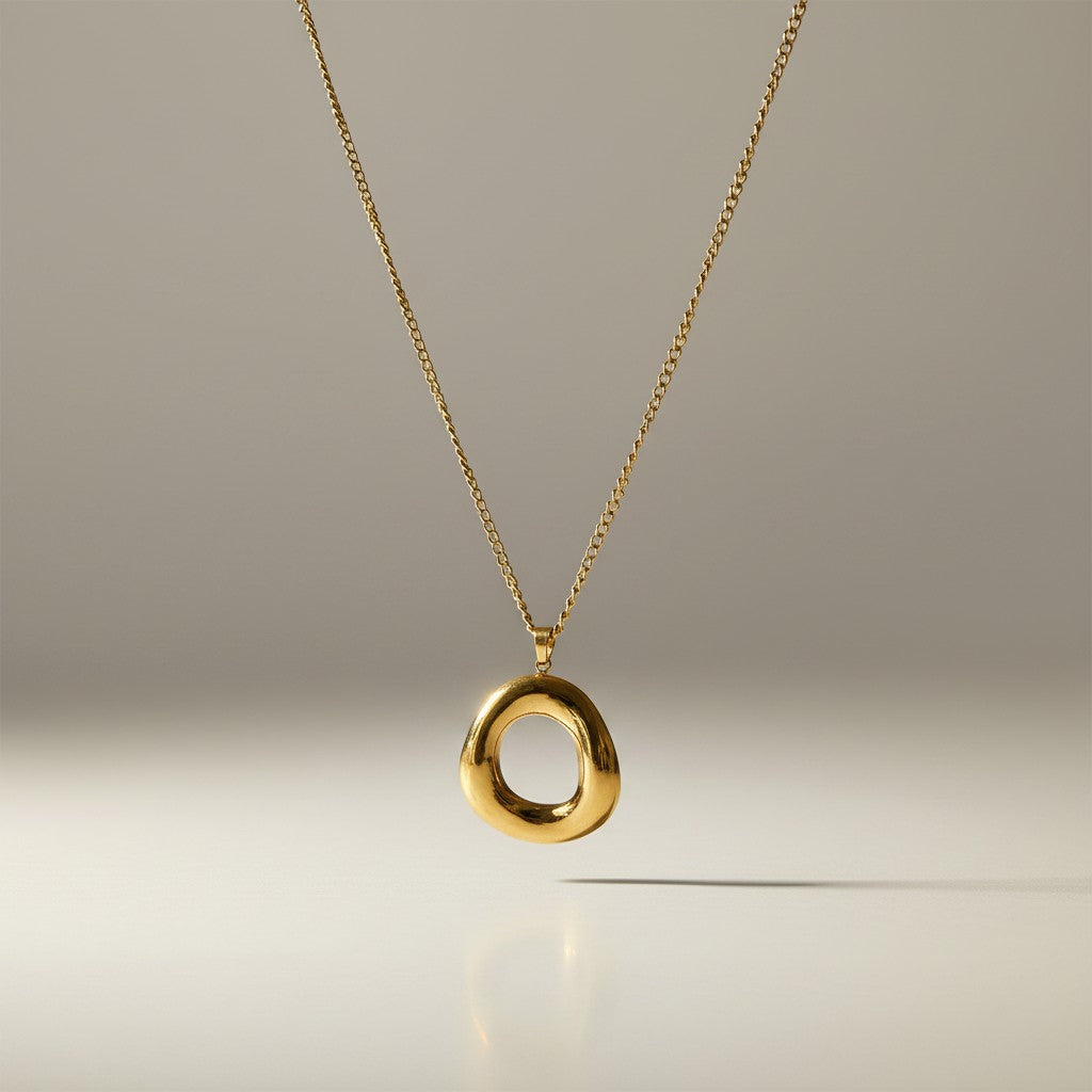 Alora- 18K Gold Plated Halo Pendant chain