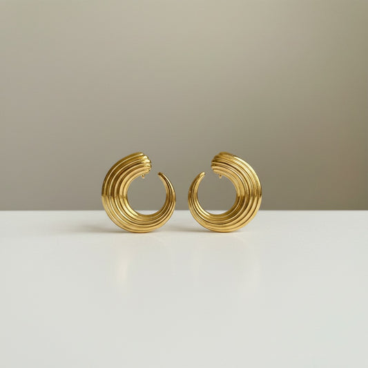 Chantelle | 18K Gold Plated Textured Fluted Hoop Earrings