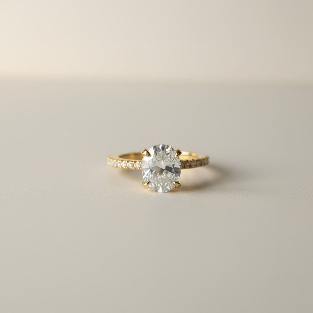 Sasha- Gold Plated Pave band with 2ct Zirconia stone