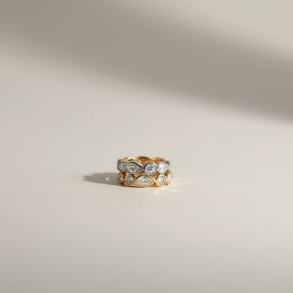 Charlie- 18K Gold Plated Bezel setting Tear drop & Round Cut Zircon Ring