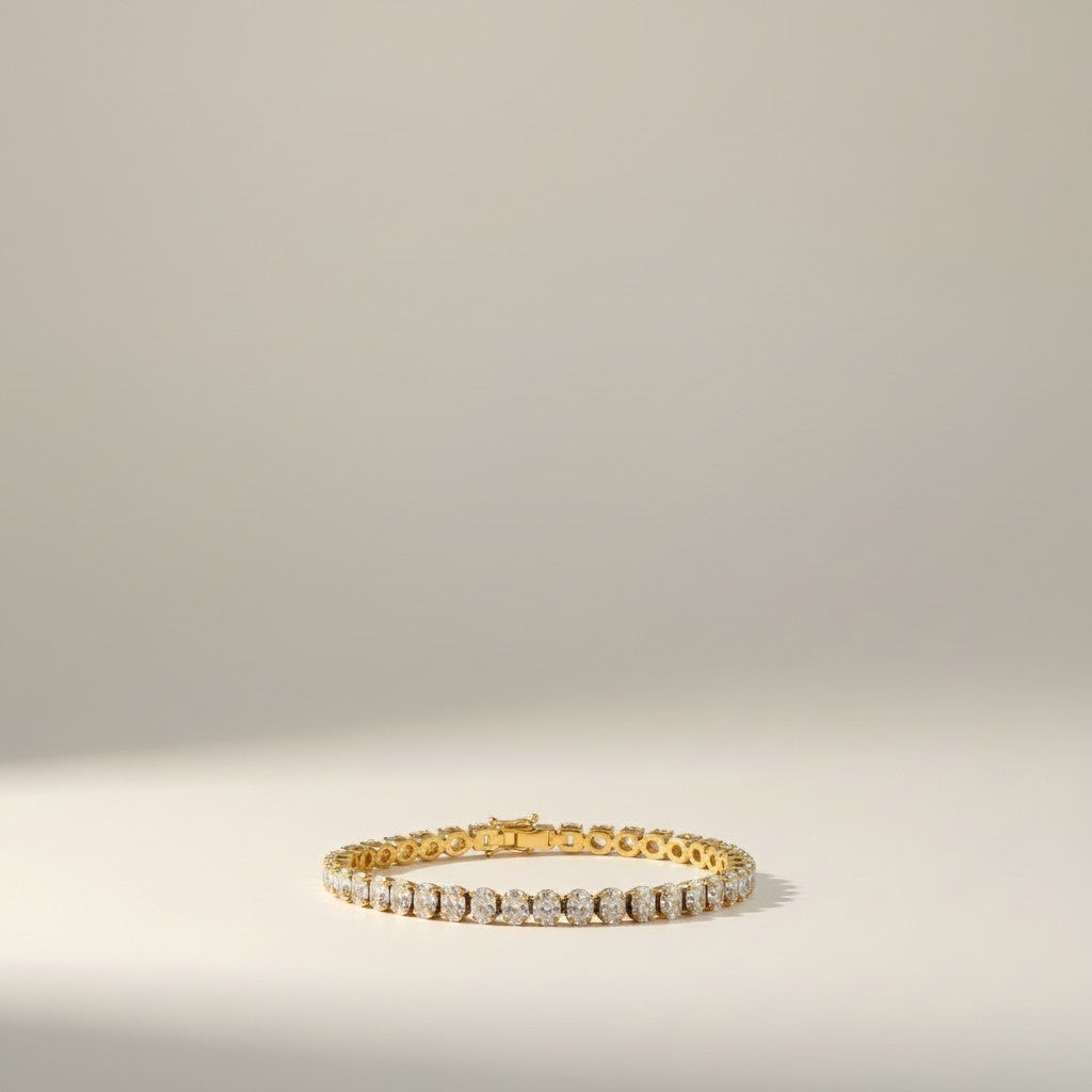Rosie- 18K Gold Plated Oval Zirconia Tennis Necklace and Bracelet Set