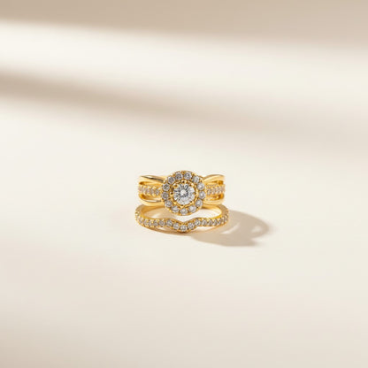 Emma- Gold Plated Zirconium surrounded set of 2 rings