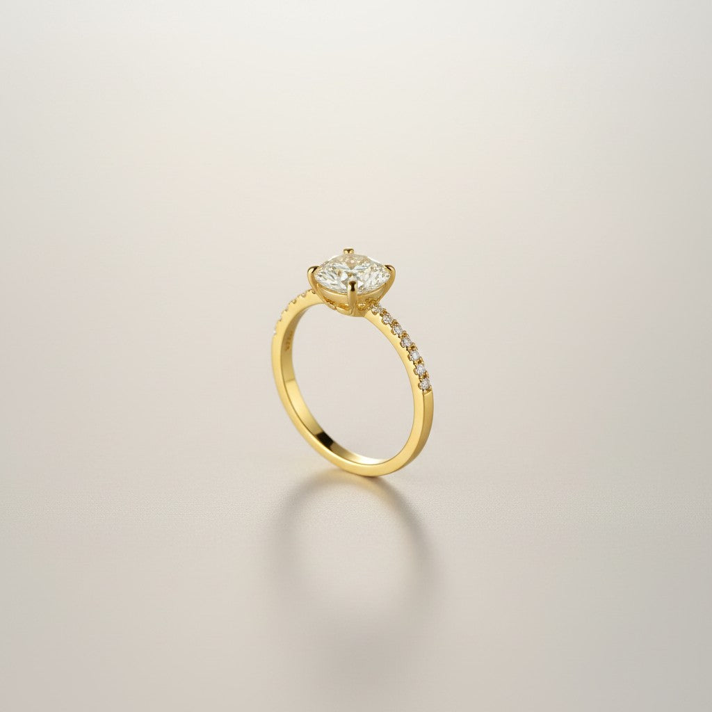 Sasha- Gold Plated Pave band with 2ct Zirconia stone