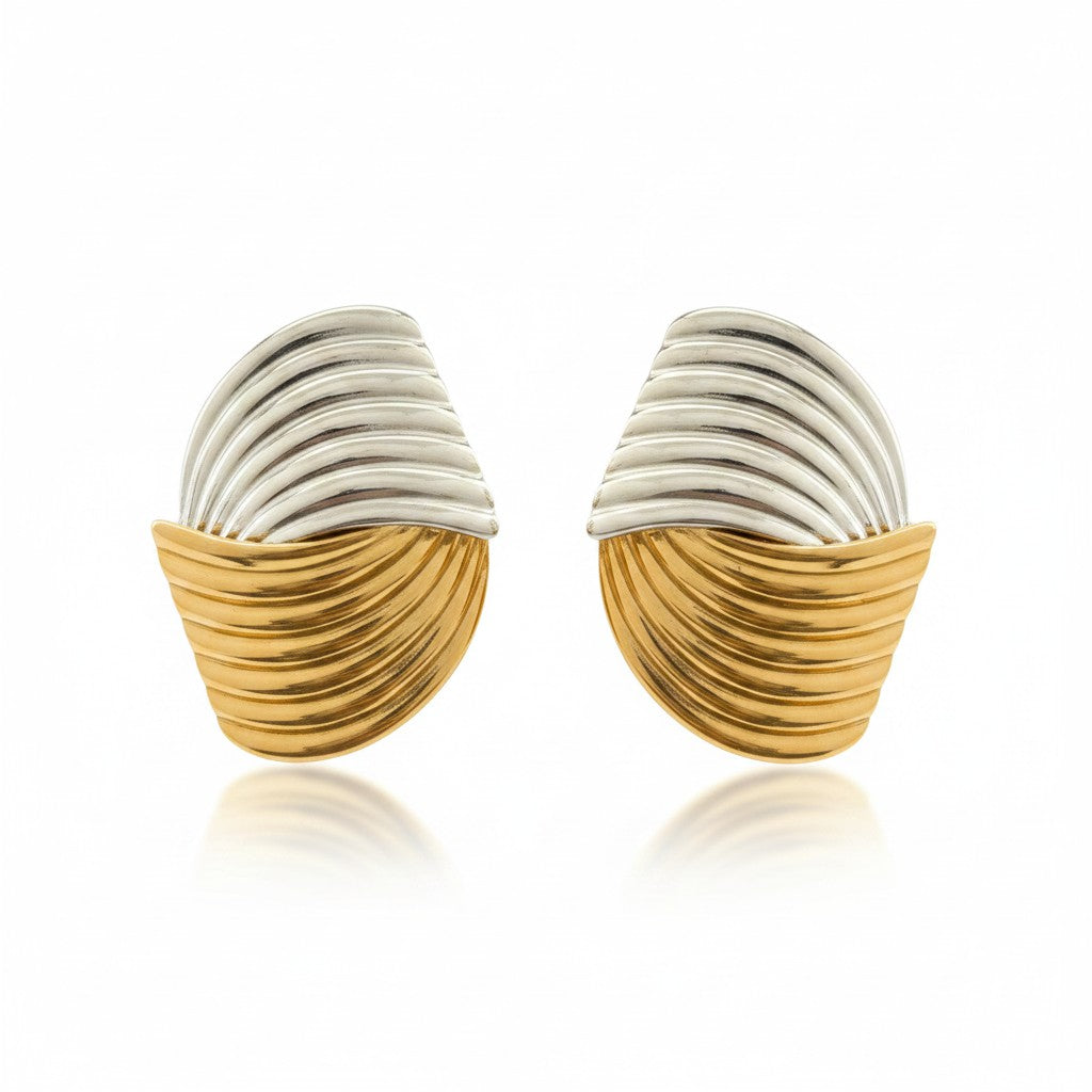 Gaby | 18K Gold Plated Rippled Chunky Ear Studs