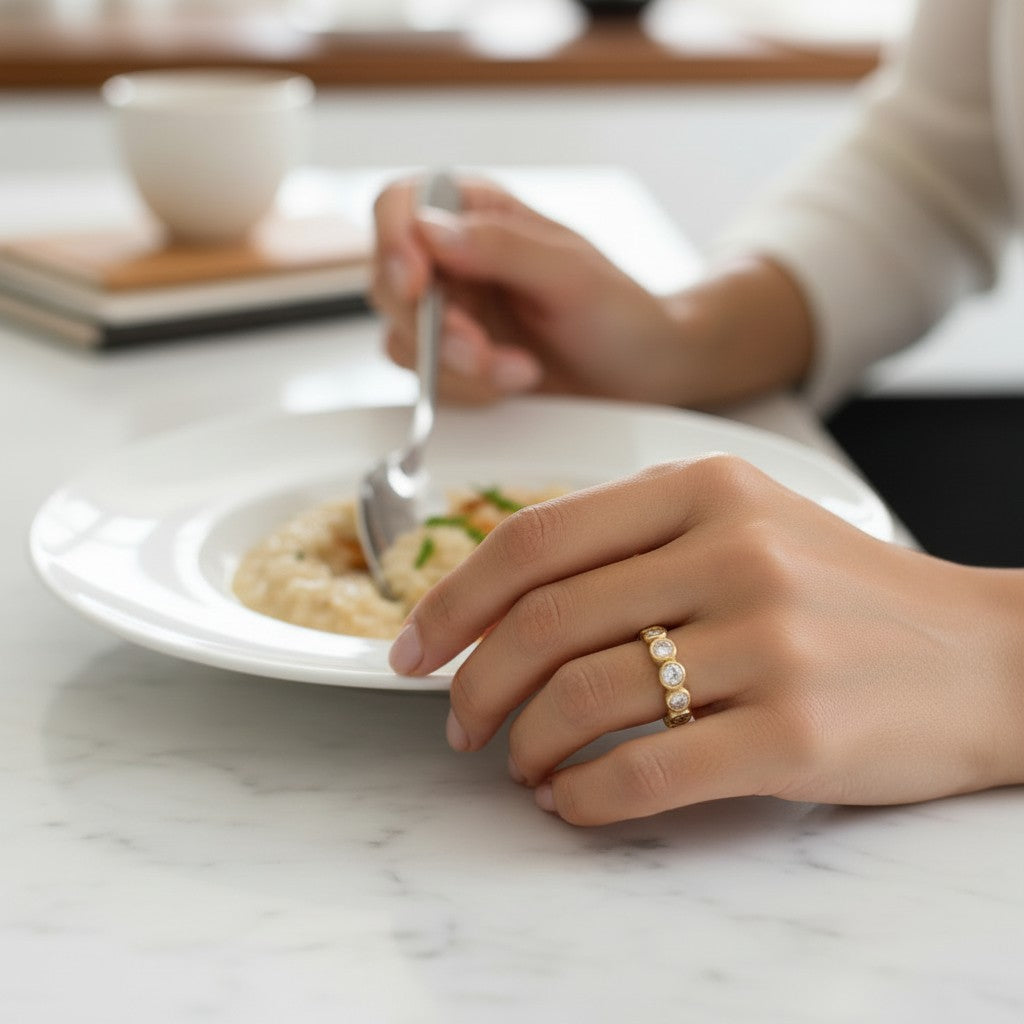 Willow- 18K Gold Plated Bezel setting Round Cut Zircon Ring