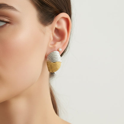 Gaby | 18K Gold Plated Rippled Chunky Ear Studs