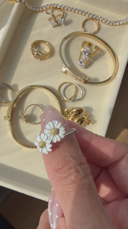 Bloom- Gold Plated PVD Waterproof Flower Ring Adjustable