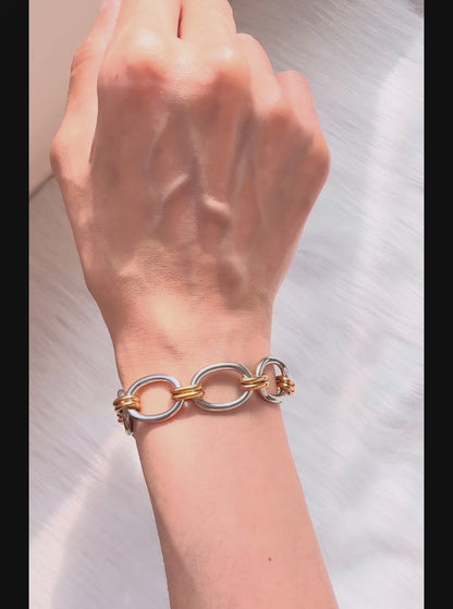 Sanya | Two-Tone Chunky Chain Bracelet | Gold & Stainless Steel