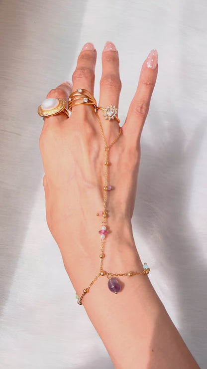 Lily- 18K Gold Plated Beaded Pearl Hand Chain