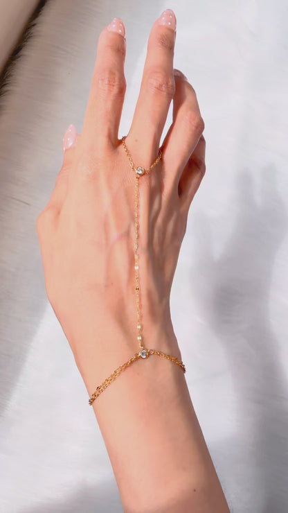 Olivia-18K Gold Plated Layered Hand Chain
