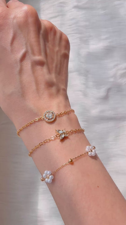 Safa- 18K Gold Plated Round Cut Zircon Bracelet