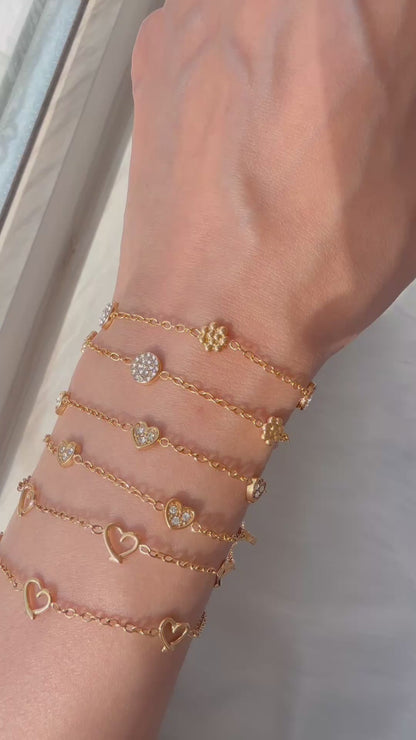 Hania | 18k Gold Plated Dainty Zirconia Heart Bracelet